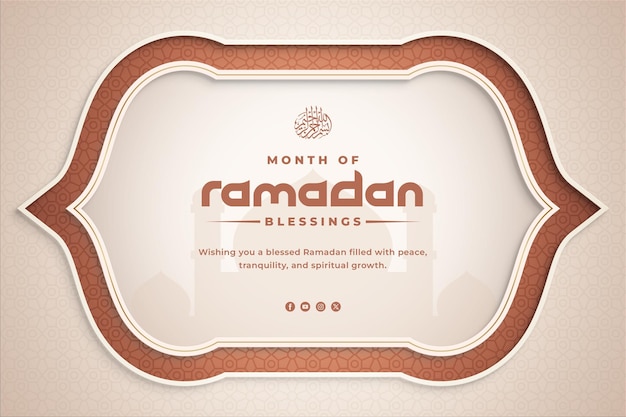 Ramadan Kareem Minimalist Islamic Background Greeting Card Banner z elementami dekoracyjnymi