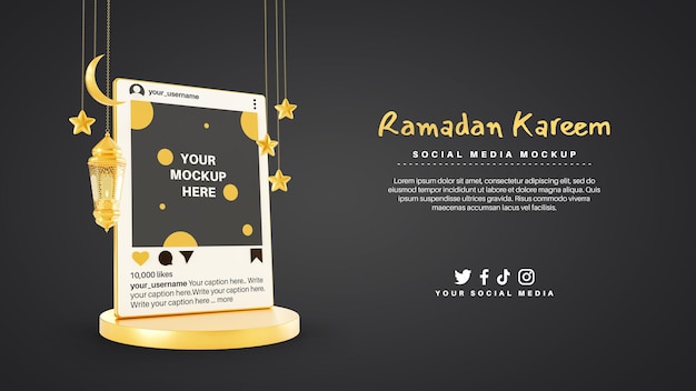 Ramadan kareem moslim met instagram sociale mediapost