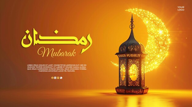 PSD ramadan kareem mubarak islamic background social media post banner template design