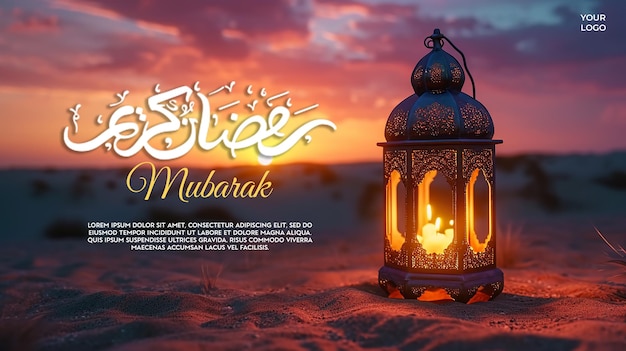 PSD ramadan kareem mubarak islamic background social media post banner template design