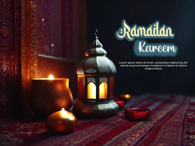 Ramadan kareem muslim festive poster with photo of beautiful mosque