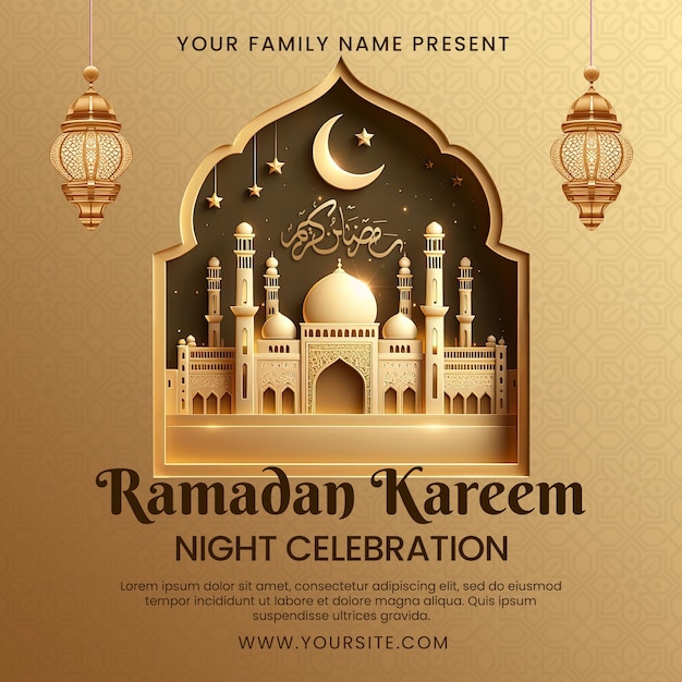 PSD ramadan kareem night celebration social media post template