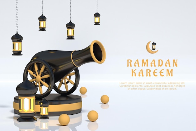 Ramadan kareem ornament met lantaarn en canyon premium PSD