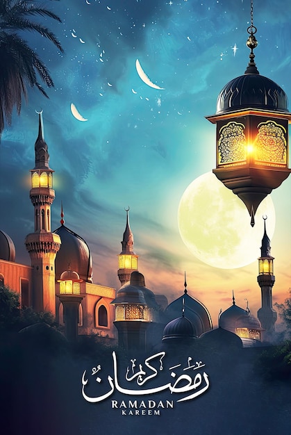 Ramadan kareem poster template and ramadan media social post