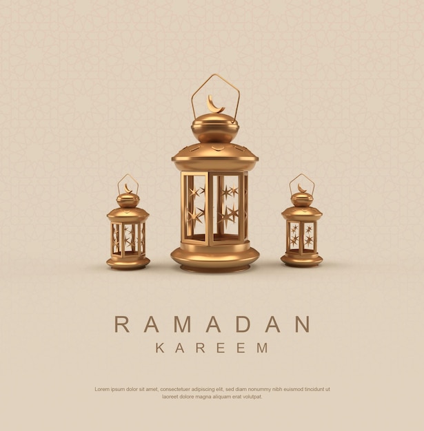 Ramadan kareem poster with lantern