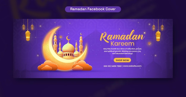 Ramadan Kareem Pozdrowienia Islamskie Festiwal Facebook Cover Design Szablon