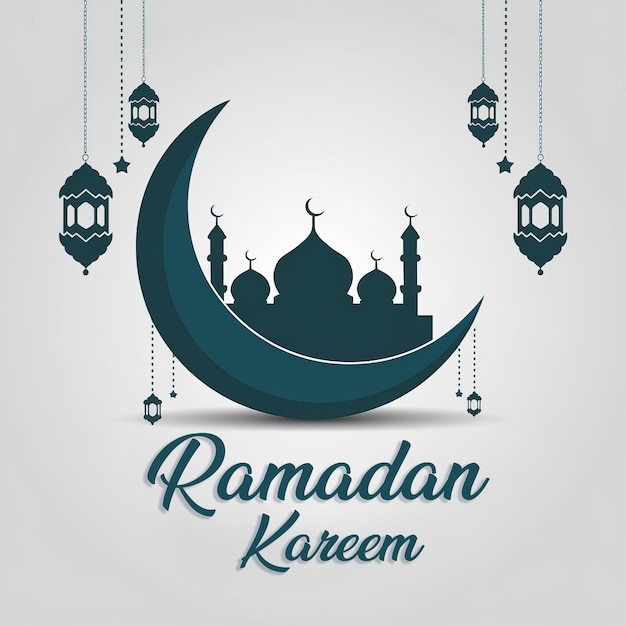 Ramadan Kareem Pozdrowienie z meczetem i latarniami