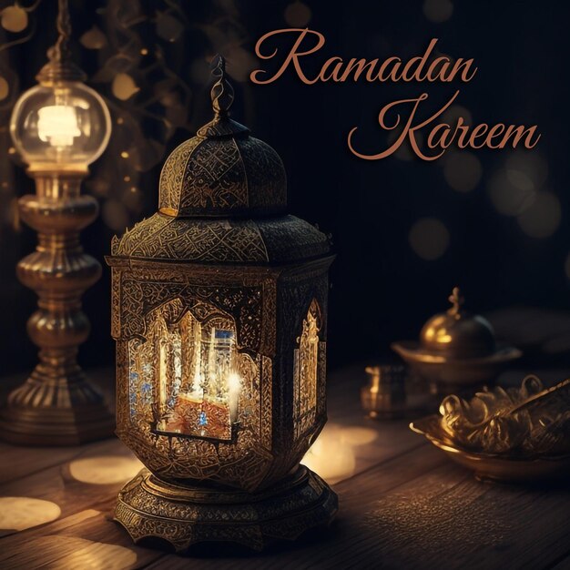 PSD banner psd ramadan kareem con lanterna di cristallo