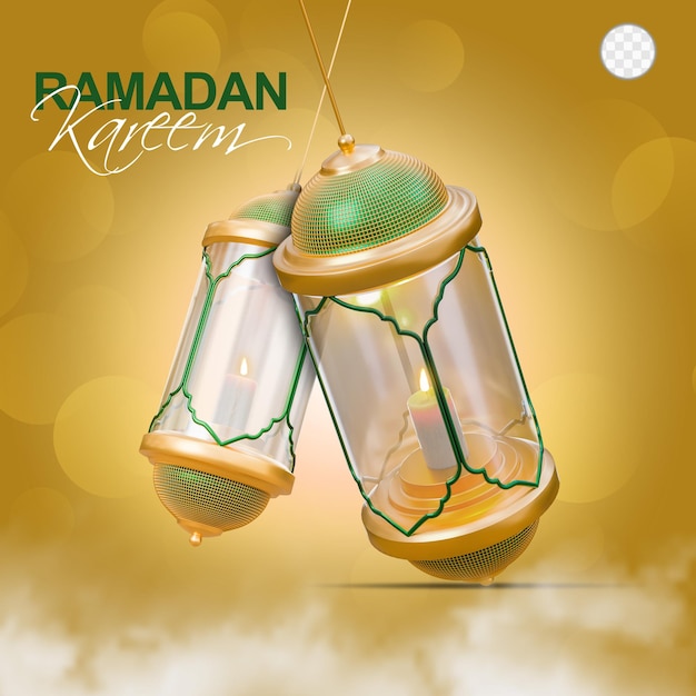 PSD ramadan kareem or ramazan mubarak greeting in 3d rendered image with transparent background