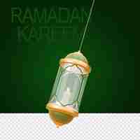 PSD ramadan kareem or ramazan mubarak lantern in 3d rendered image with transparent background