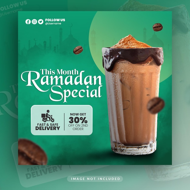 Banner di social media del ristorante ramadan kareem