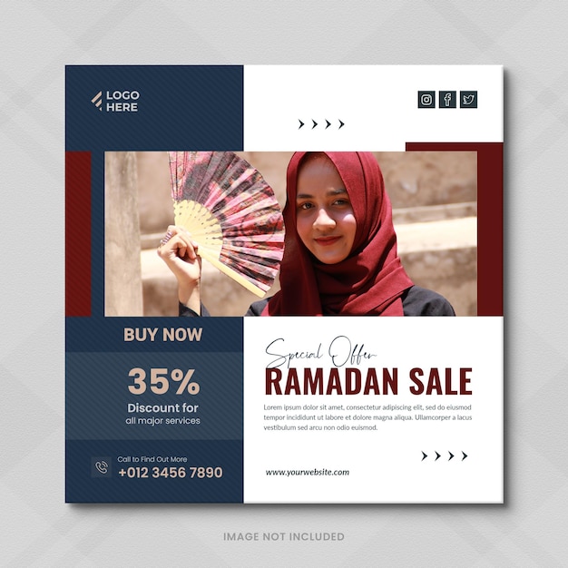 Сообщение в социальных сетях ramadan kareem sale banner или сообщение в instagram о продаже баннера