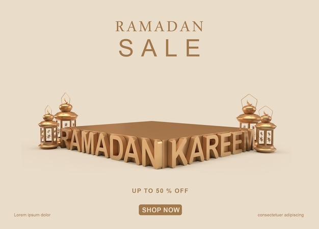 PSD modello di banner di vendita di ramadan kareem