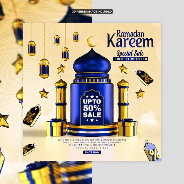 PSD ramadan kareem sale 소셜 미디어 및 인스타그램 포스트 템플릿