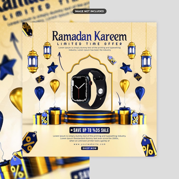 PSD ramadan kareem sale social media en instagram post sjabloon