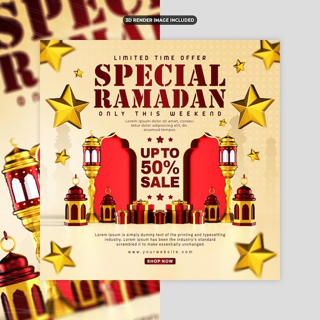 PSD ramadan kareem sale social media and instagram post template