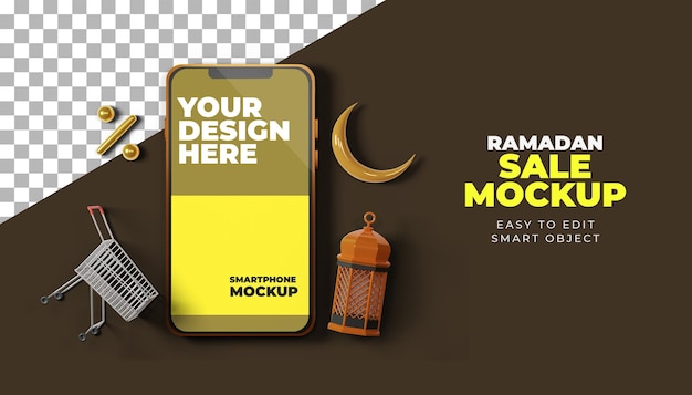 Mockup di smartphone ramadan kareem