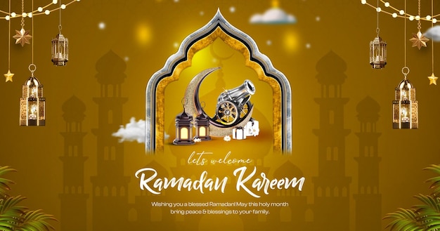 Шаблон дизайна баннера Ramadan Kareem для социальных сетей