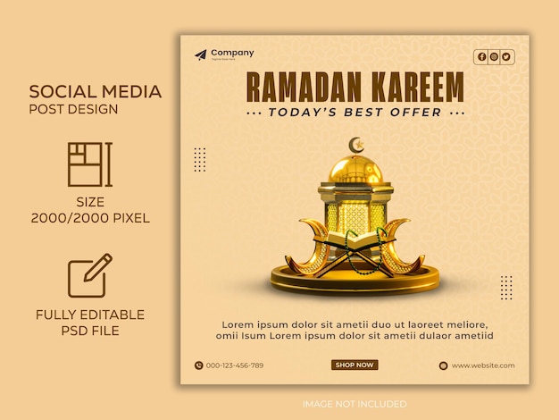 PSD modello di progettazione di post su facebook per post sui social media ramadan kareem