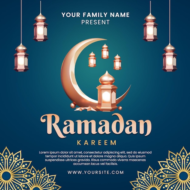 Template di post sui social media di ramadan kareem