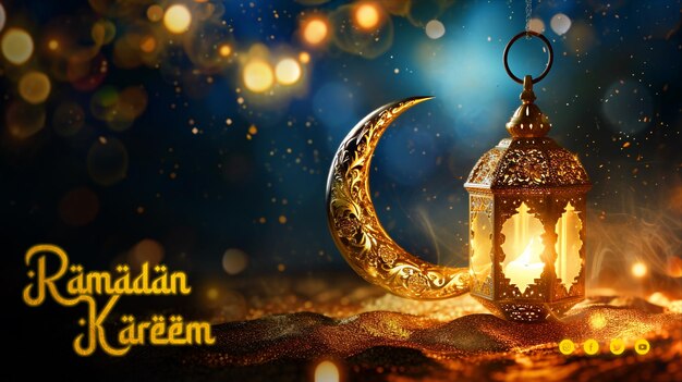 PSD ramadan kareem social media poster with traditional islamic decorative background