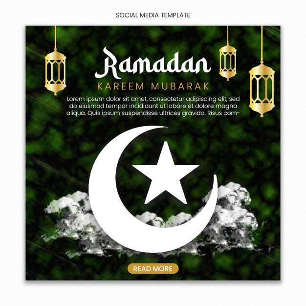 PSD ramadan kareem social media template voor instagram post feed