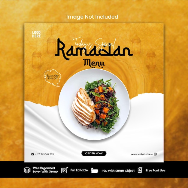 Ramadan Kareem speciaal voedsel Banner social media post-sjabloon