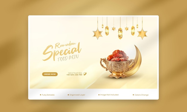 PSD modello di post sui social media del menu di cibo speciale ramadan kareem psd