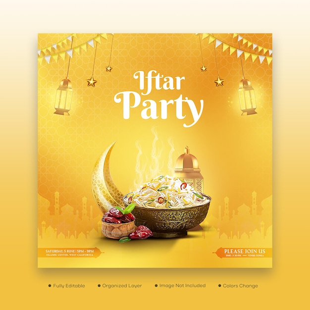 Ramadan kareem special food menu social media post template psd