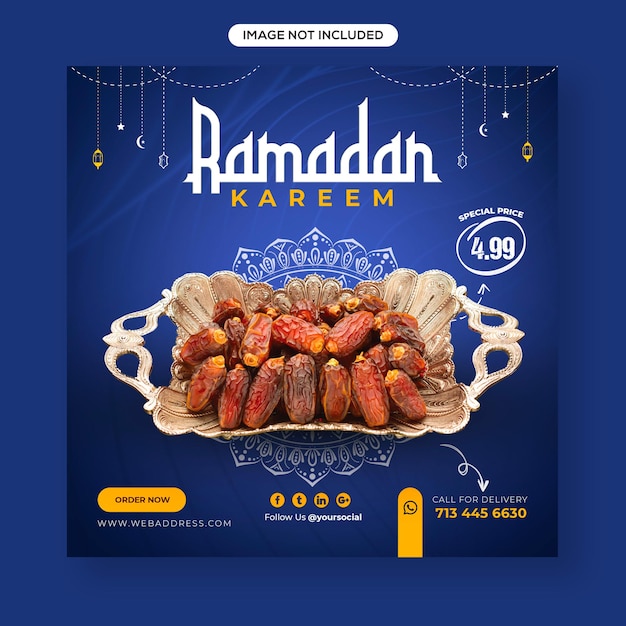 PSD ramadan kareem special food social media post design banner template (vorm van de banner van ramadan kareem)