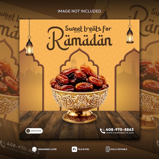 Ramadan Kareem Specjalne menu spożywcze Social Media Design Post Template