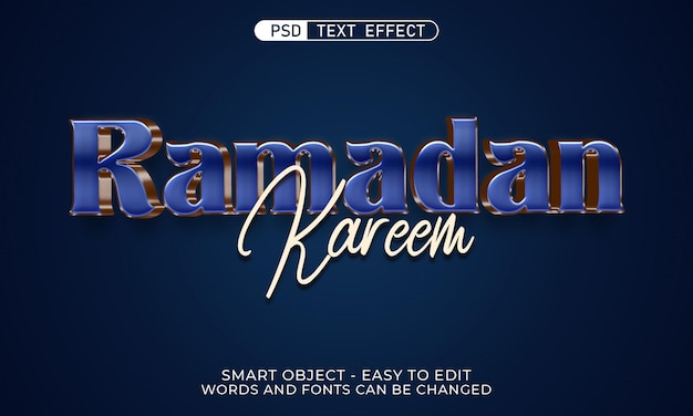 Ramadan kareem teksteffect bewerkbare moderne belettering 3D-stijl