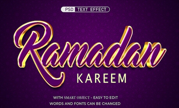 Ramadan kareem effetto testo stile 3d