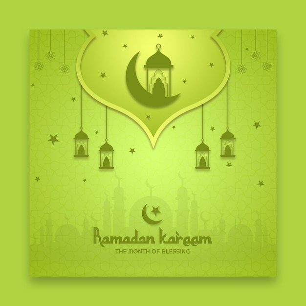 라마단 카림 전통 이슬람 축제 종교 소셜 미디어 배너 배경 디자인