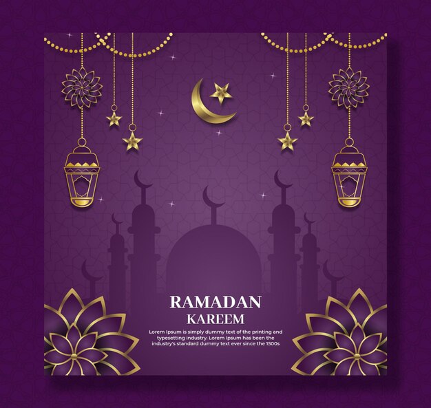 라마단 카림 전통 이슬람 축제 종교 소셜 미디어 배너 배경 디자인