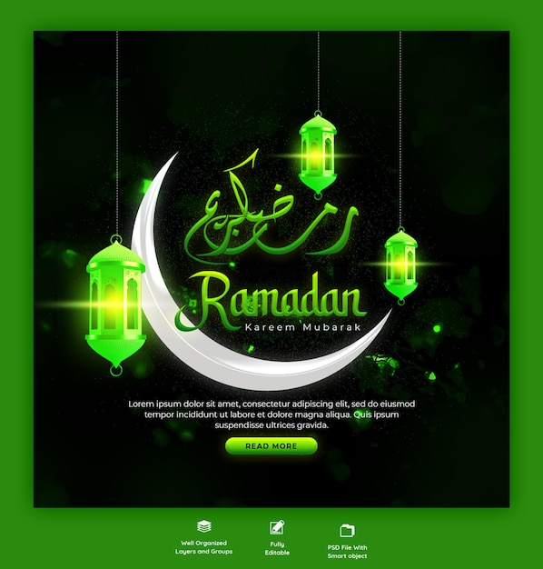 PSD ramadan kareem traditional islamic festival religious social media banner