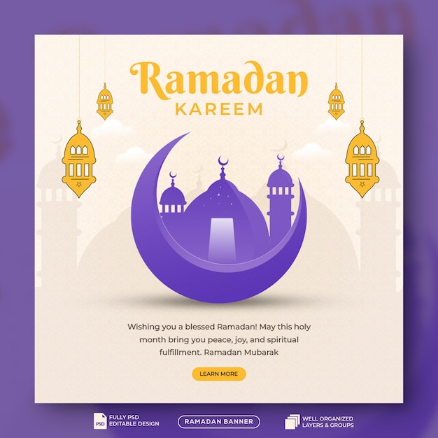 Ramadan kareem festa tradizionale islamica banner dei social media religiosi