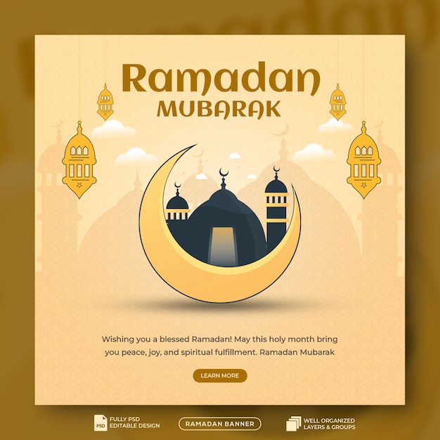 PSD ramadan kareem traditional islamic festival religious social media banner