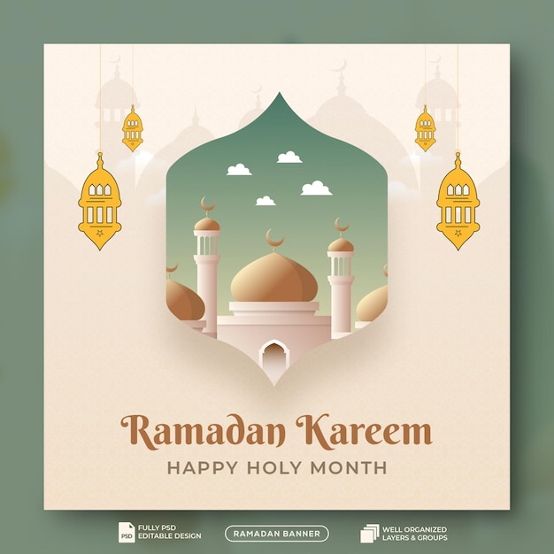 PSD ramadan kareem traditional islamic festival religious social media banner