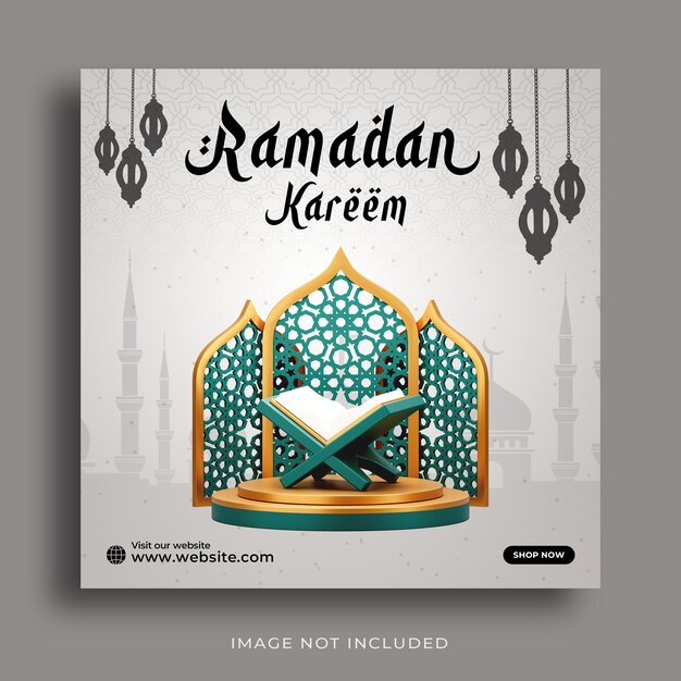 PSD 라마단 카림 전통 이슬람 종교 소셜 미디어 게시물
