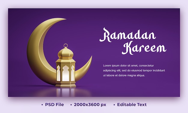 Ramadan kareem traditioneel festival. Gouden spandoek. Eid mubarak. 3D renderen