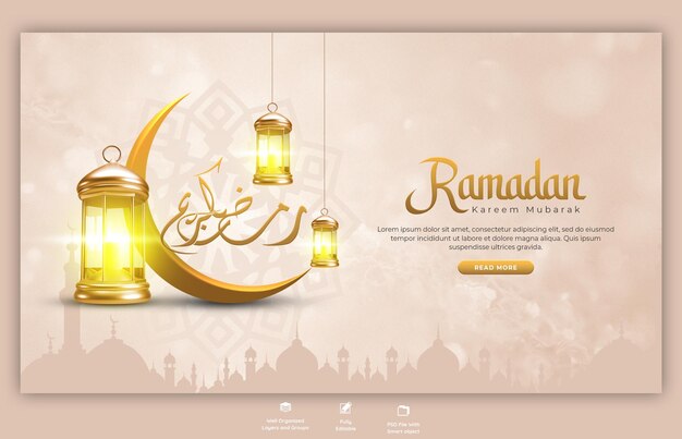 Ramadan kareem traditioneel islamitisch feest religieus webbanner en achtergrond sjabloon