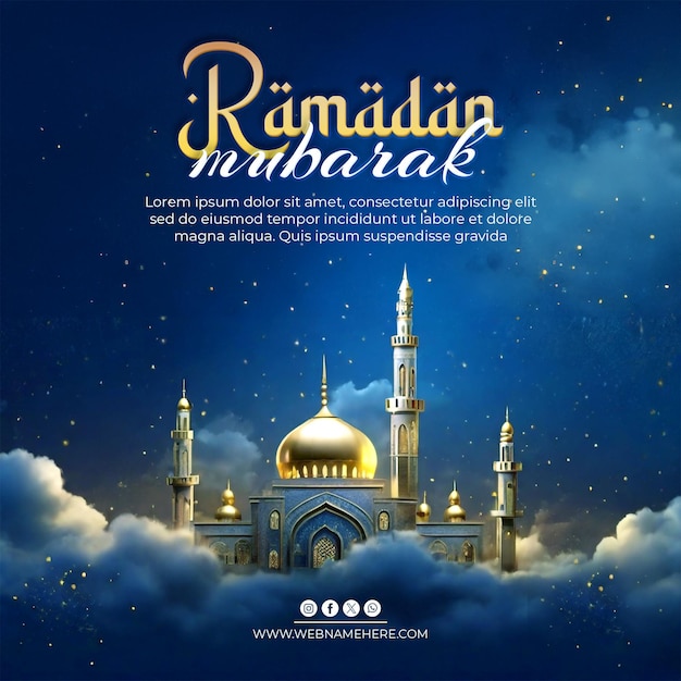 Ramadan kareem tradycyjne święto islamskie media społeczne religijne instagram post szablon kwadratowy
