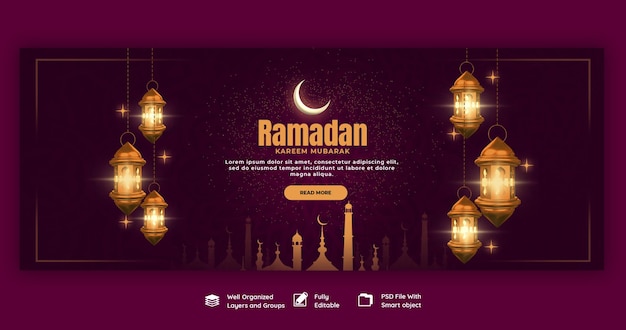 Ramadan Kareem tradycyjne święto islamskie religijna okładka Facebooka