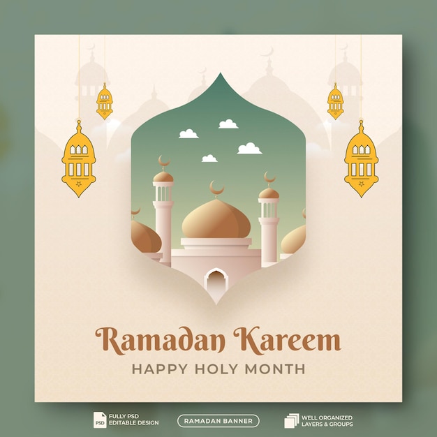 PSD ramadan kareem tradycyjne święto islamskie religijne banner mediów społecznościowych