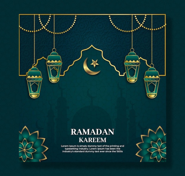 Ramadan Kareem tradycyjny islamski festiwal religijny projekt tła transparentu mediów społecznościowych