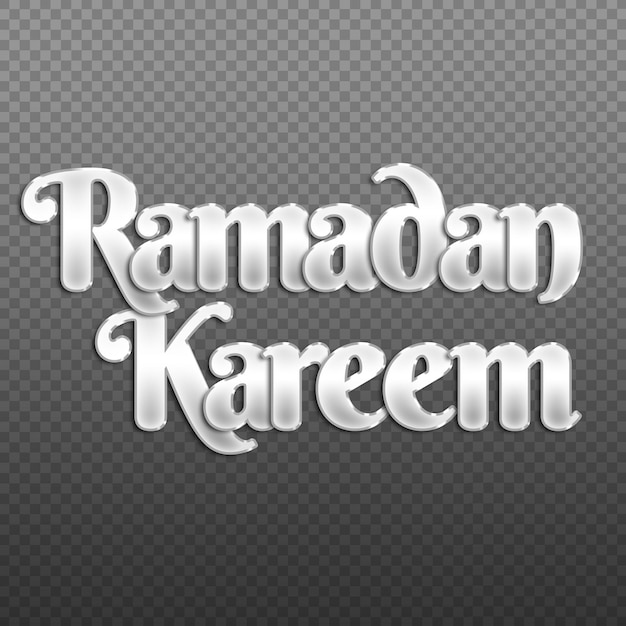 PSD ramadan kareem su uno sfondo trasparente design in stile testo argento