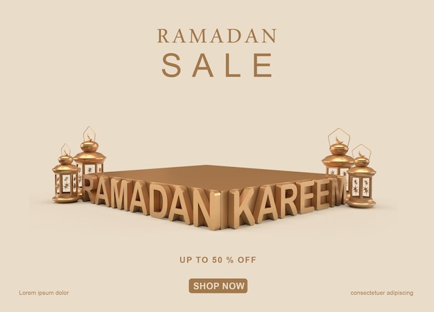 Ramadan kareem verkoop sjabloon voor spandoek