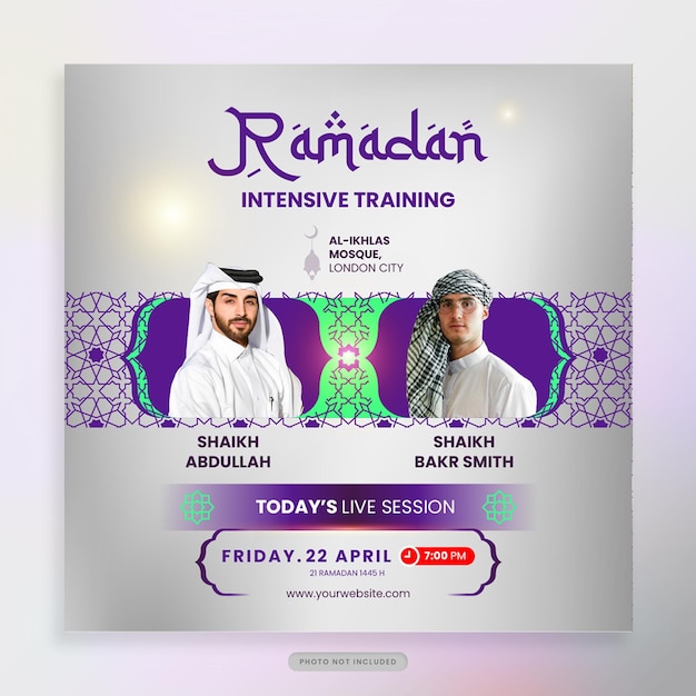 PSD ramadan kareem webinar social media post islamic celebration design template