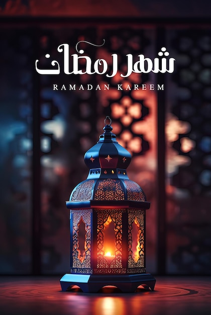 Ramadan kareem with lantern and islamic background